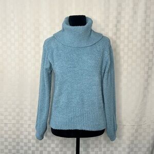 Ruby Moon Blue Turtleneck Sweater with Knit Texture